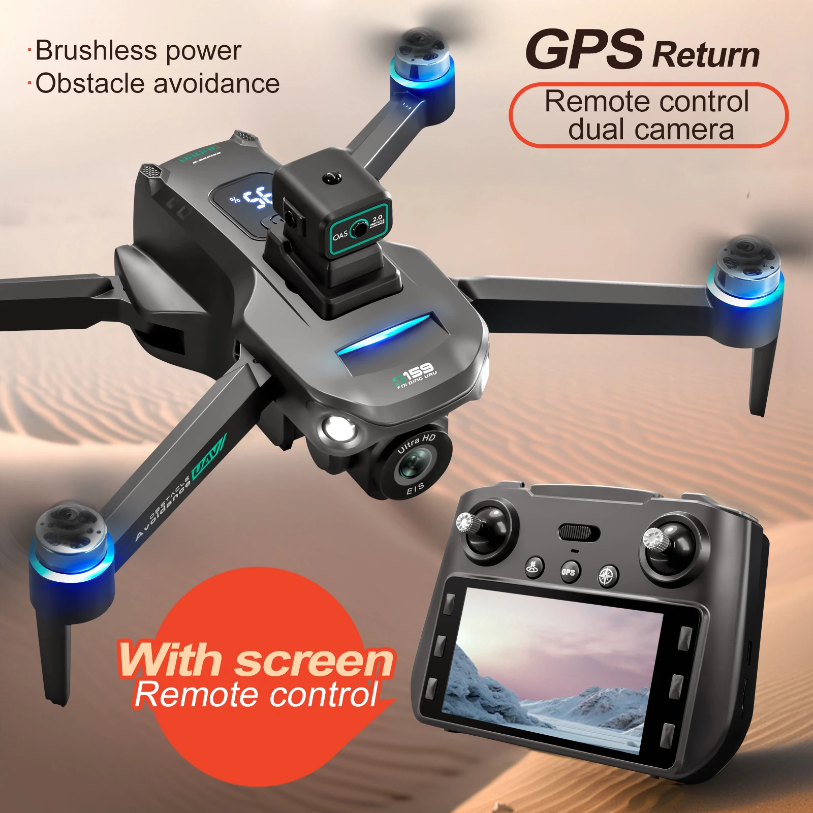 Drone Rc Gps S159 - Drone profissional s159 gps com controle